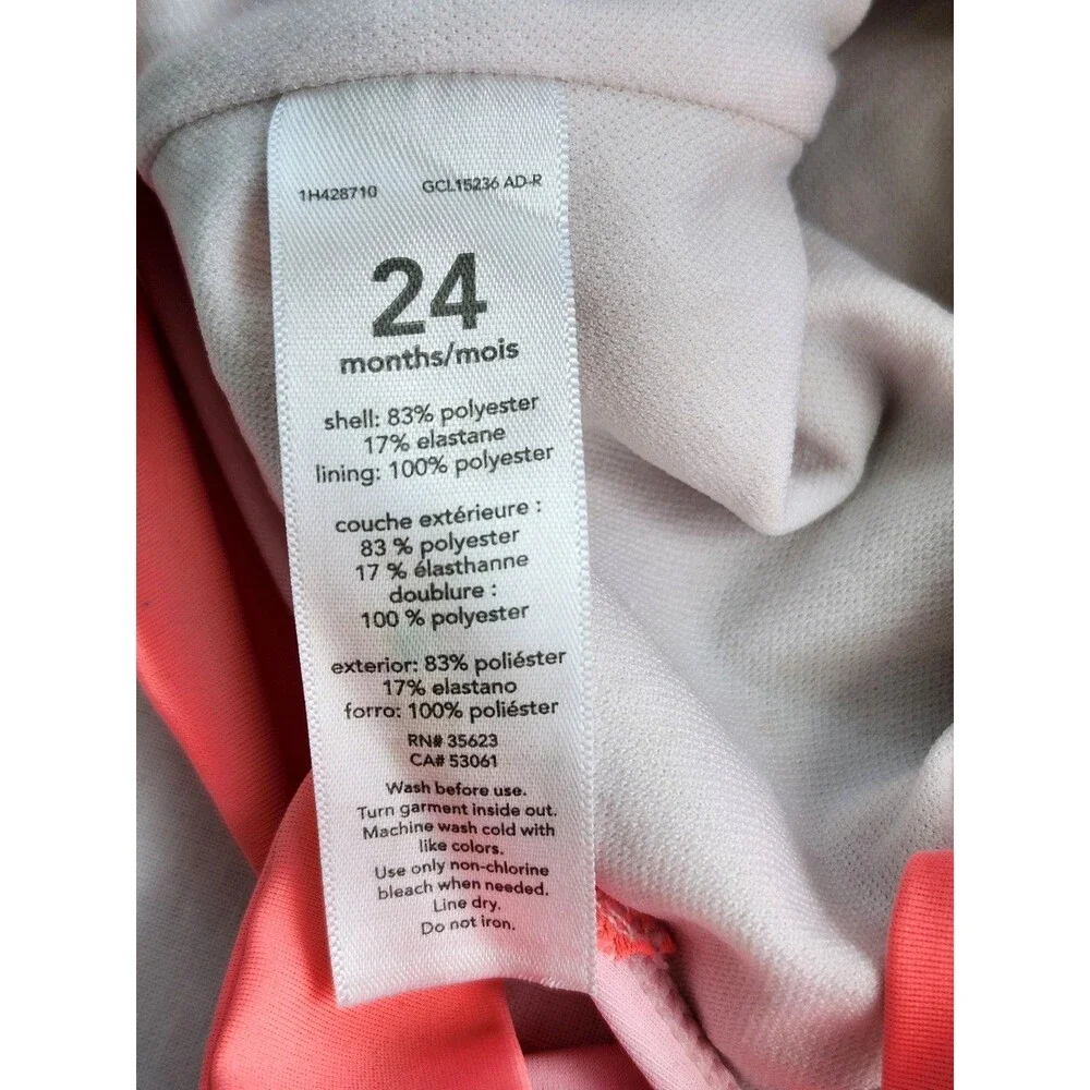 Carter’s Girls Swimsuit 24M • Pink Ice Cream‎ One‑Piece • Cross‑Back Bow • EUC